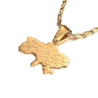 Ukraine Map Pendant Necklace Ukrainian Jewelry With Water Wave Chain for Women