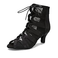 YYTing Women's Ballroom Dance Boots Latin Salsa Dress Performance Practice Shoes 3.5