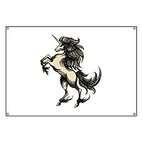 Banner Unicorn Heraldry Engraving Style White