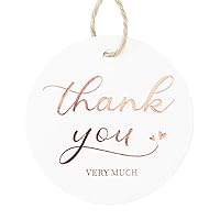 G2PLUS Thank You Very Much Tags, 100PCS Rose Gold Foil Thank You Tags, 2.2'' Roun Thank You Gift Tags with String for Gift Wrapping, Arts&Crafts, Wedding, Party Favors