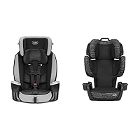 Evenflo Maestro Sport Harness Highback Booster Car Seat, 22 to 110 Lbs., Granite Gray, Polyester & GoTime LX Booster Car Seat (Chardon Black)