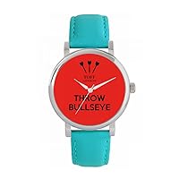 Red Throw Bullseye Watch Ladies 38mm Case 3atm Water Resistant Custom Designed Quartz Movement Luxury Fashionable