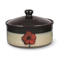 Pfaltzgraff Every Day Painted Poppies Round Covered Casserole, Brown