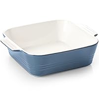 Baking Dish, 8x8 Lasagna Pan Deep, Ceramic Square Casserole Dishes for Oven, Baking Pan with Handle, for Brownie, Cake, Lasagna, Casserole, 2 Quart, Home Gift, Airy Blue