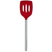 Tovolo Silicone Slotted Turner With Stainless Steel Handle, Pancake Spatula, Scratch-Resistant Kitchen Utensil for Nonstick Cookware & Cast Iron Skillets, 1 Count