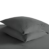 Pizuna 400 Thread Count Cotton-Envelope-Pillow-Cover Queen-Size 2 Pack Dark Grey, 100% Long Staple Cotton Soft Sateen Weave Pillow-Covers-with-8inch-Flap