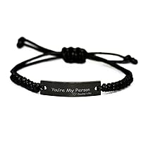 Black Rope Bracelet From Daddy's Boy, You're My Person, Birthday Christmas Motivational Inspirational Gifts Support Love Gifts Engraved Bracelet For Men Women