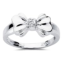 0.01 Cts SI2-I1 Clarity & I-J Color Diamond Solitaire Bow Ring in 10K White Gold