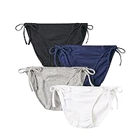 Nissen Women's Underwear, Drawstring Pants, Set of 4, Underwear, Cotton Blend, Stretch, Simple, Side Ribbon