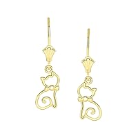 OPENWORKS CAT LEVERBACK EARRINGS IN YELLOW GOLD - Gold Purity:: 14K