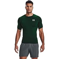 Men's Armour HeatGear Compression Short-Sleeve T-Shirt , Forest Green (301)/White, Medium Tall