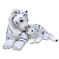 Wild Republic Mom & Baby White Tiger Plush, Stuffed Animal, Plush Toy, Gifts for Kids, Zoo Animals, 11