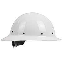 Fiberglass Full Brim Hard Hat with Wheel Ratchet, 8 Point Suspension, ANSI/ISEA Z89.1 Type 1 Certified, Glass G Electrical Rating, White (280-HP1481R-01)