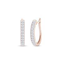 AFFY 1/2 Carat (Cttw) Round Cut Natural Diamond Hoop Earrings In 14K Gold Over Sterling Silver Jewelry Gift For Women (J-K Color, I2-I3 Clarity, 0.50 Cttw)