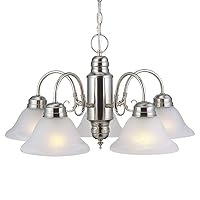 Design House 511535 Pendant Millbridge Traditional 5-Light Indoor Dimmable Chandelier with Alabaster Glass Shades for Entryway Foyer Dining Room, Satin Nickel