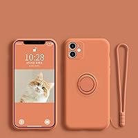 Soft Silicone Holder Phone Case for iPhone 14 13 12 Mini 11 Pro XS Max XR X 8 7 Plus SE Stand Finger Ring Bracket Cover,Orange,for iPhone Xs MAX