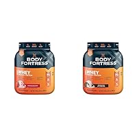 Body Fortress 100% Whey Protein Powder, Strawberry and Cookies N' Cream, 1.78lbs Each