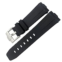 Rubber Watchband 23mm 22mm 24mm Watch Strap for Tudor Heritage Black Bay Bronze Pelagos Black Red Waterproof Sport Bracelets Watchbands (Color : Black, Size : 24mm)
