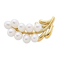 14k Gold 5 6mm White Rice Freshwater Cultured Pearl Pin Jewelry for Women
