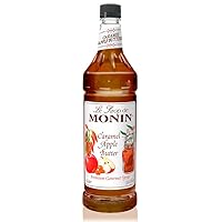 Monin - Caramel Apple Butter Syrup, Buttery Caramel and Cooked Apple Flavor, Natural Flavors, Great for Hot Lattes, Ciders, and Seasonal Cocktails, Non-GMO, Gluten-Free (1 Liter)