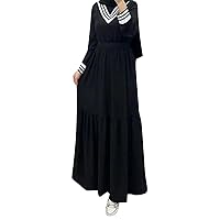 2024 Women's Muslim Dress Hijab Abaya Islamic Dubai Prayer Robe Arab Kaftan Long Sleeve Party Elegant Ramadan Eid Dress