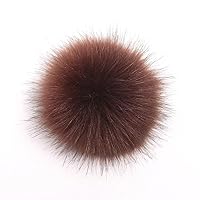 5pcs Faux Fox Fur Pompoms Hair Ball with Press Button Removable for Knitted Hat Cap Winter Beanies Pom Poms ( Color : Brown )