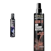 Hair Care Advanced Hairstyle Boost It Volume Inject Mousse, 8.3 Ounce & L'Oréal Paris Advanced Hairstyle Sleek It Iron Straight Heat Spray, 5.7 Ounce