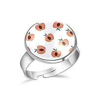 Apples White Seamless Adjustable Rings for Women Girls, Stainless Steel Open Finger Rings Jewelry Gifts