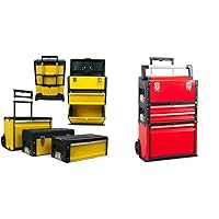Portable Tool Box - Storage Compartments - 3-in-1, Black/Yellow & BIG RED TRJF-C305ABD Torin Garage Workshop Organizer: Portable Steel and Plastic Stackable Rolling Upright Trolley Tool Box, Red