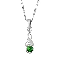 In4aDig Celtic Trinity Knot Silver Birthstone Pendant Small May - Emerald