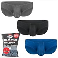 Real Men Ares-Accent Low-Rise Pouch Bikini Brief – 1, 3, 6 Pack with Size B & D Pouch XS - 5XL