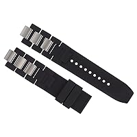 Ewatchparts 20MM SILICONE RUBBER STEEL BAND STRAP CLASP COMPATIBLE WITH FIT CARTIER 21 CHRONOSCAPH BLACK