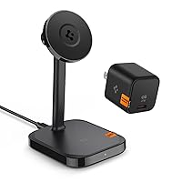 Spigen ArcField (MagFit) 2-in-1 Dual Magnetic Wireless Charging Stand with USB C Charger, Spigen 27W Wall Charger, 25W Super Fast Charger Type C