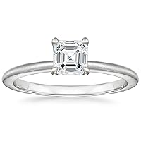 1 CT Asscher Cut Colorless Moissanite Engagement Ring, Wedding/Bridal Ring Set, Solitaire Halo Style, Solid Sterling Silver Vintge Antique Anniversary Promise Rings Gift for Her