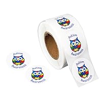Fundraising For A Cause | Autism Awareness Owl Stickers - Roll of Asperger’s Autism Awareness Stickers (1 Roll - 250 Stickers)