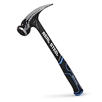 Real Steel 21 Oz One Piece Forged Milled Face Framing Hammer with Rip Claw 0517, Black
