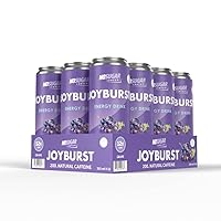 No Sugar Joyburst Energy Drink, Grape, 0 Calorie, 0 Sugar, Sugar Free Energy Drink with Natural Caffeine, Hint of Sweetness and Refreshing Sparkling Water - 12 Packs