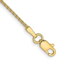 14k Yellow Gold Anklet 10 inch 1 mm Diamond-cut Parisian Wheat with Lobster Clasp