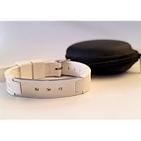 Therasage Bio Band Sport Energy Bracelets in White on Silver with Stones