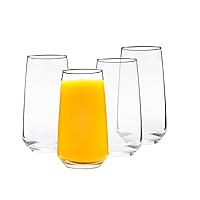 Vikko Drinking Glasses, Glass Cups, Set of 4 Highball Water Glasses 16.25 Ounce, Premium Tall Drinking Glass, Dishwasher Safe DrinkingWare