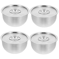 BESTOYARD 4pcs Stainless Steel Bowl with Lid 304 Stainless Steel Baby With Cover Ramen Bowl