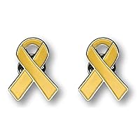 2 Gold Childhood Cancer Awareness Jewelry-Quality Enamel Ribbon Pins With Clutch Clasp - 2 Pins - Show Your Support For Gold Childhood Cancer Awareness