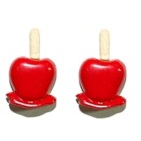 Bright Red Candy Apple Stud Earrings (S163)