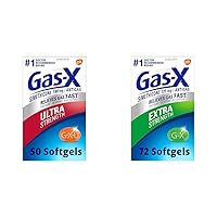 Gas-X Ultra Strength 180 mg Softgels 50 Count & Extra Strength 125 mg Softgels 72 Count Gas Relief Bundles