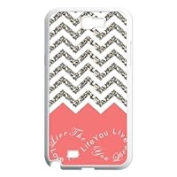 Live The Life You Love, Love The Life You Live Chevron Pattern Samsung Galaxy Note 2 N7100 Waterproof Designer Hard Case Cover - Coral