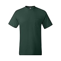 Hanes 6.1 oz. Beefy-T with Pocket, Large, DEEP FOREST