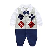 GORBAST Newborn Baby Boys' Gentleman Romper Clothes Suit Long Sleeve Jumpsuit Outfit with Bow Tie