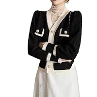 Women Cardigans Oversized Sweater V Neck Loose Knitwear Single Breasted Casual Knit Cardigan Outwear Black XL