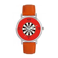 Red Roman Numerals Dartboard Watch Ladies 38mm Case 3atm Water Resistant Custom Designed Quartz Movement Luxury Fashionable