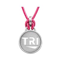 TRI - Triathlon Pendant Pink Leather Necklace